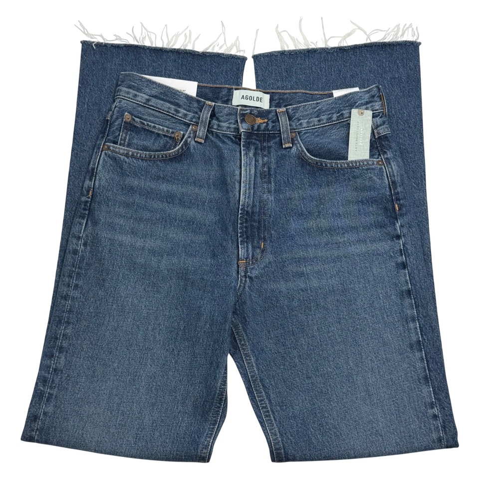 NWT AGOLDE Leena Jean Petite 27P Denim Baby Boot Cut 31" Raw Hem Anthropologie - Picture 3 of 14